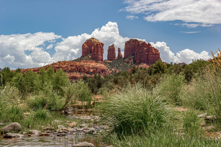 About Cathedral Rock from Red Rock Crossing in Sedona, AZ